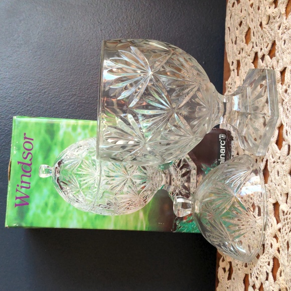 Luminarc Durand Crystal Clear Glass Egg Shaped Lidded Candy Dish - Picture 2 of 6